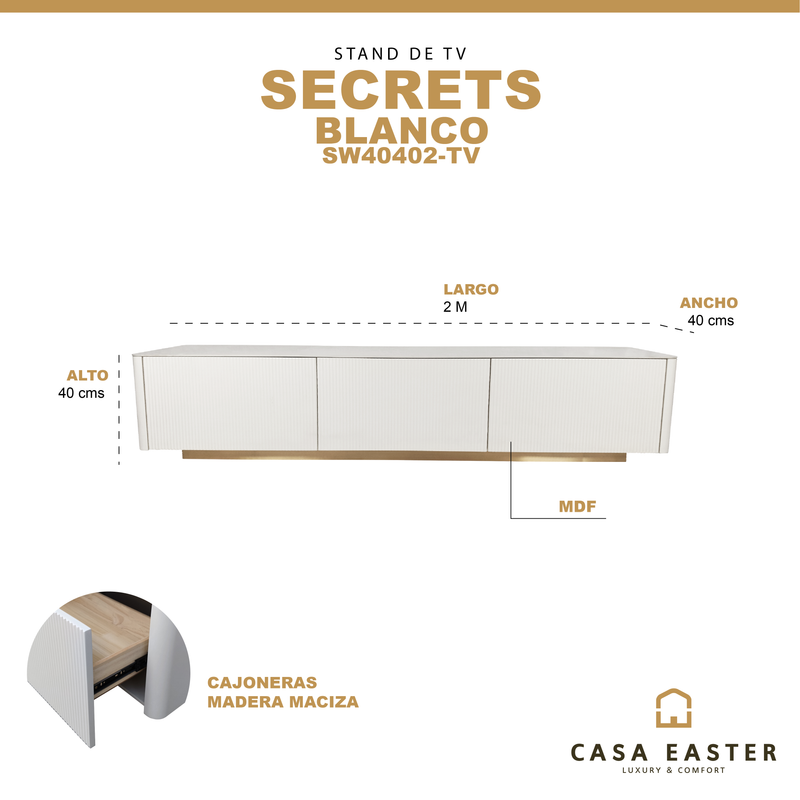 Cargue la imagen en el visor de la galería, Estante de TV  Secrets 2 M, color blanco - SW40402TV
