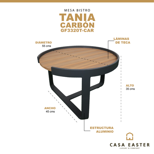 Mesa bistro Tania Da. 55 cm color carbón - GF3320T-CAR