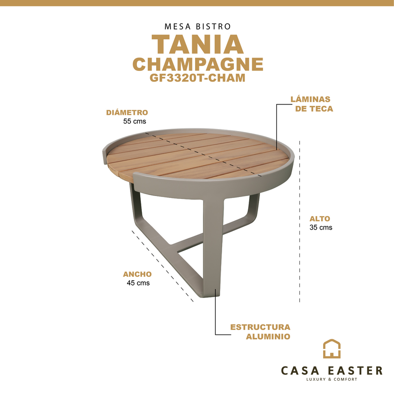 Load image into Gallery viewer, Tania Bistro Table Da. 55 cm champagne color - GF3320T-CHAM
