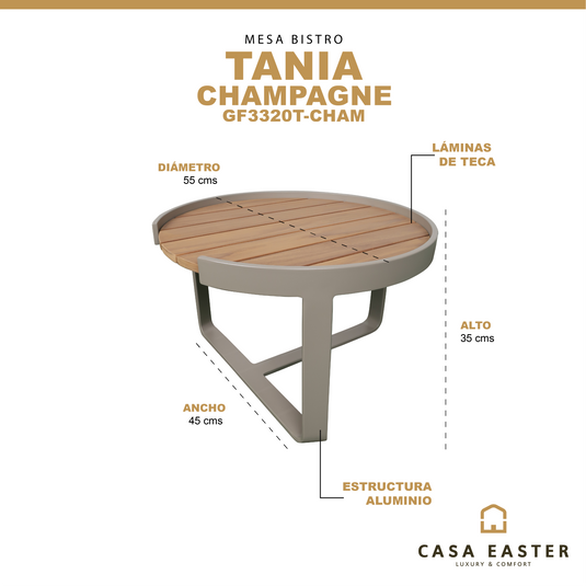 Tania Bistro Table Da. 55 cm champagne color - GF3320T-CHAM