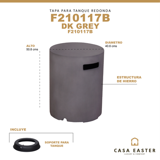Tapa para gas LP de fogata redonda color gris oscuro - F210117B