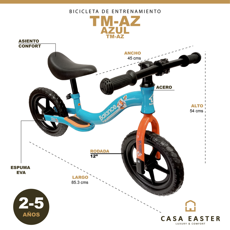 Cargue la imagen en el visor de la galería, Bicicleta de entrenamiento TM Infantil Color Azul - TM-AZ
