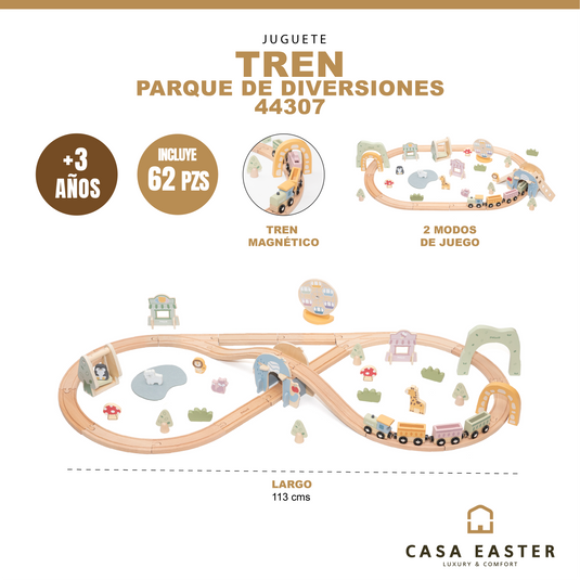 Juego tren parque de diversiones 62 pz - 44307