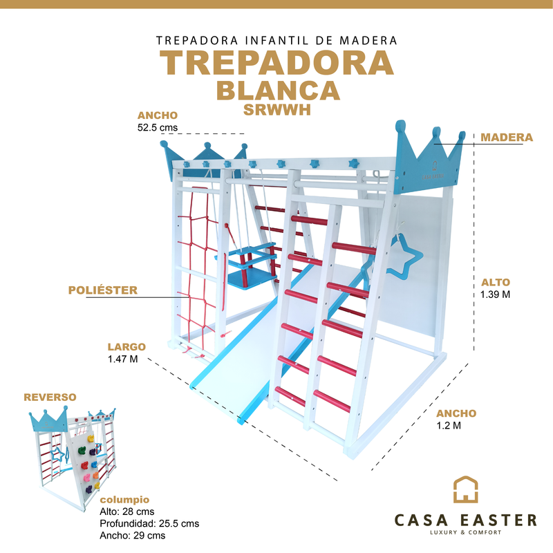 Cargue la imagen en el visor de la galería, Trepadora Infantil de madera color Blanca - SRWWH
