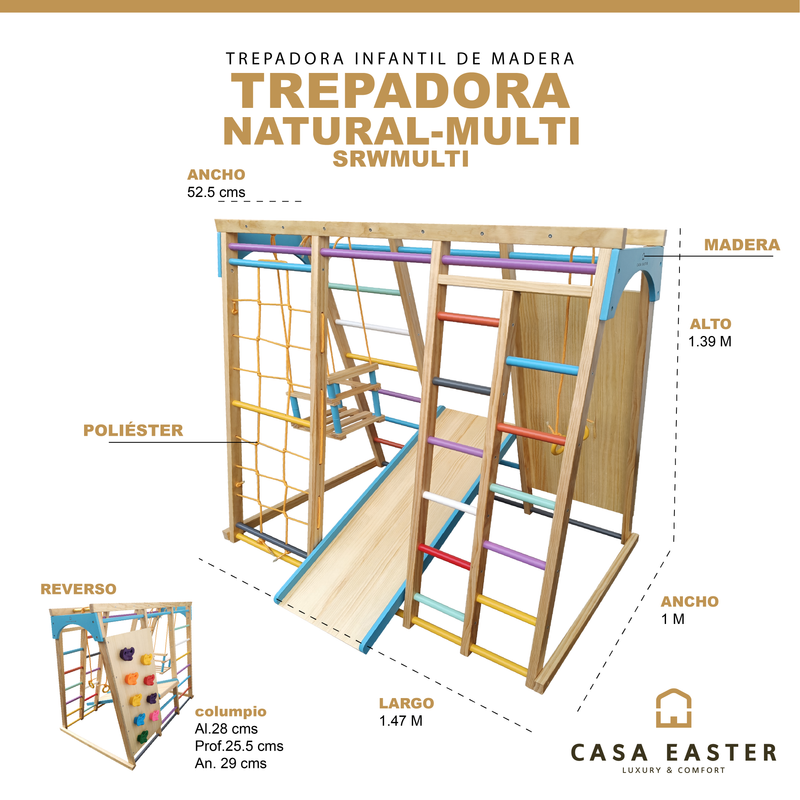 Cargue la imagen en el visor de la galería, Trepadora Infantil de Madera Natural-Multi - SRWMULTI
