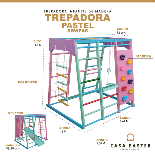 Trepadora Infantil de Madera Pastel de colores - SRWPAS