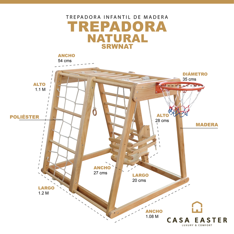 Cargue la imagen en el visor de la galería, Trepadora Infantil de madera color Natural - SRWNAT
