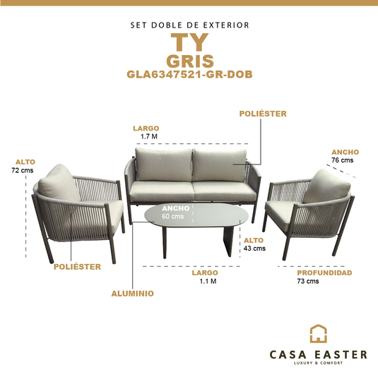 Set Doble TY, color Gris - GLA6347521-GR-DOB