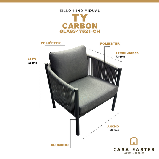 Sillón individual TY color Carbón - GLA6347521-CH
