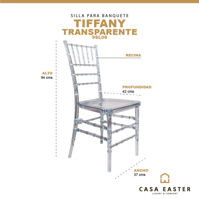 Cargue la imagen en el visor de la galería, Silla para Exterior e Interior de Resina  Color Trasparente TIFFANY-9L08
