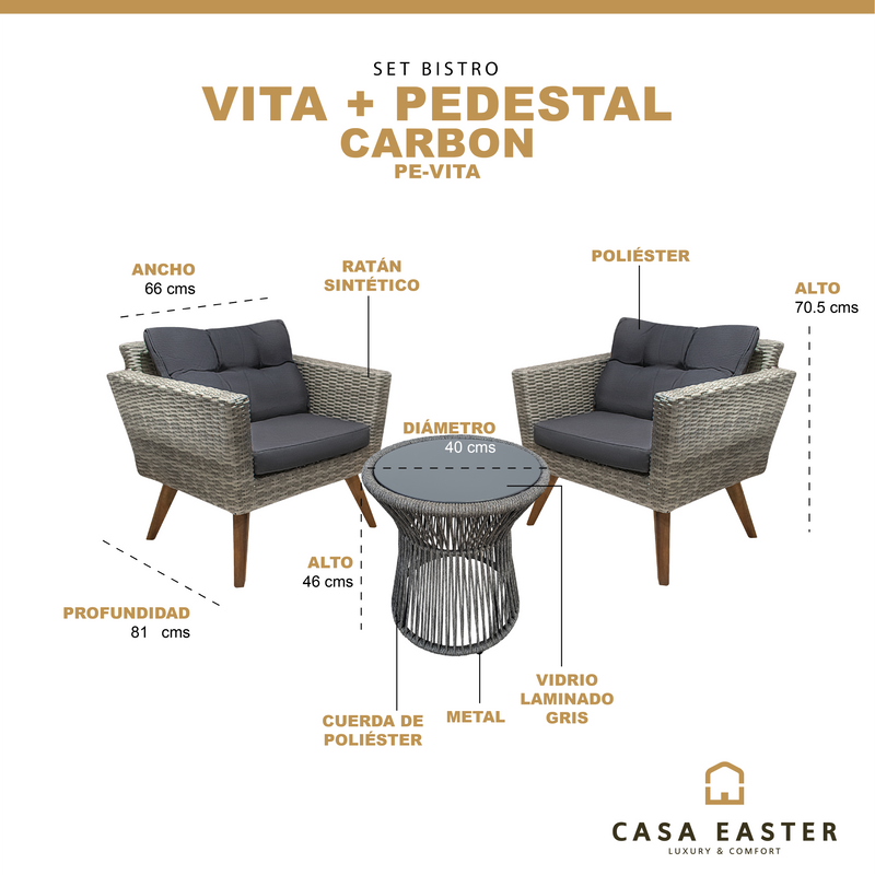 Cargue la imagen en el visor de la galería, Set Vita Bistro + Pedestal - PE-VITA
