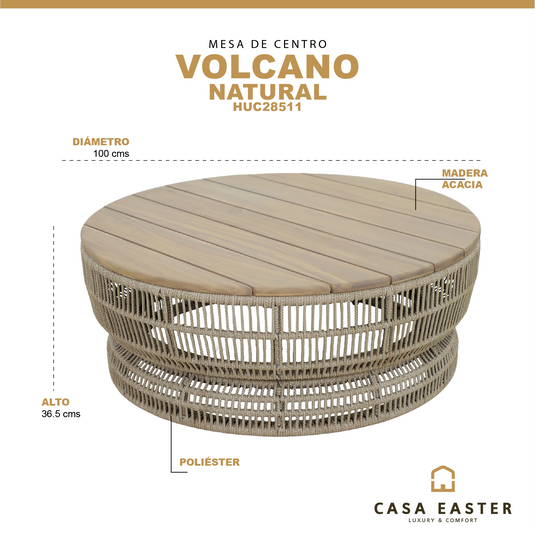 Mesa de centro rendoda 1M Volcano de madera - HUC28511
