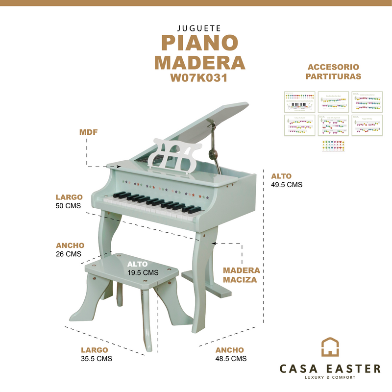Load image into Gallery viewer, Aqua Green Wooden Children's Piano - W07K031
