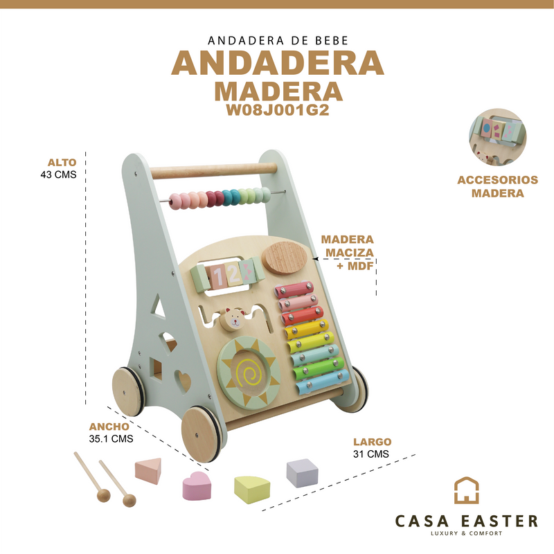 Cargue la imagen en el visor de la galería, Andadera para bebe interactiva de madera - W08J001G-2
