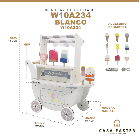 Juego carrito de helados infantil color blanco - W10A234