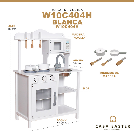 Juego de cocina de madera color Blanco - W10C404H