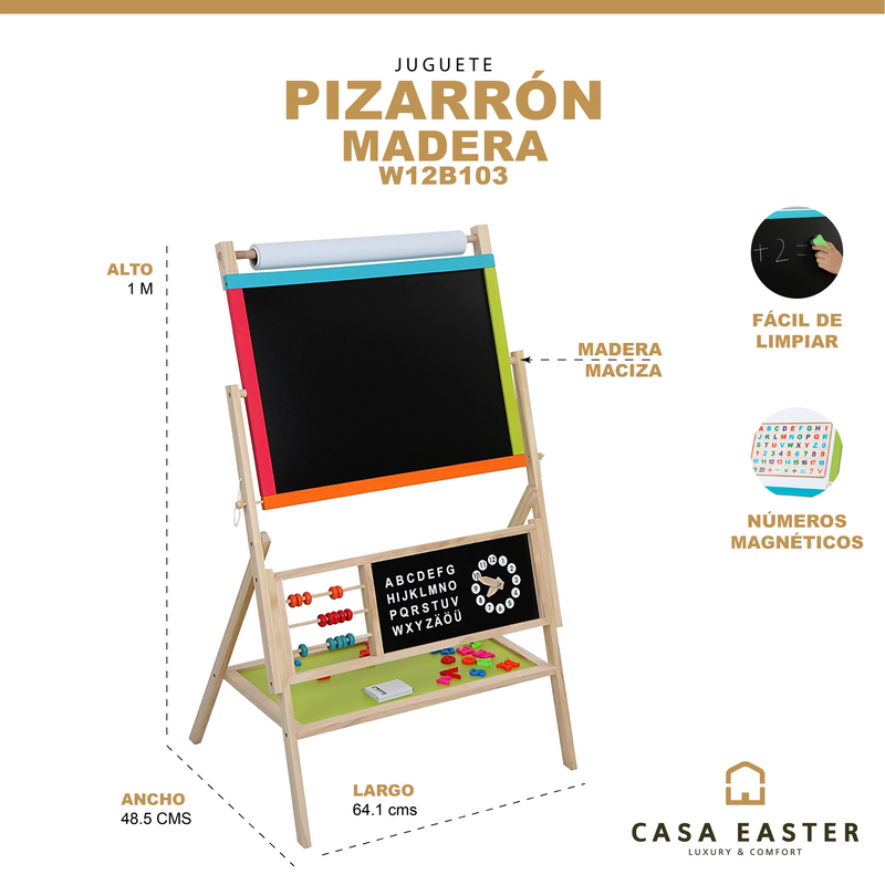 Cargue la imagen en el visor de la galería, Pizarrón educativo de madera - W12B103
