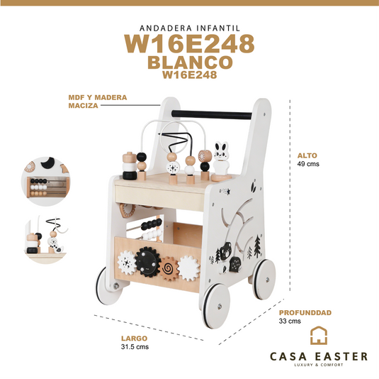 Andadera infantil de cuentas color blanco - W16E248