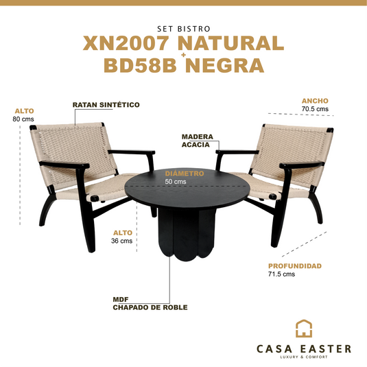 Set Bistro color Negro XN2007 + mesa BD58B