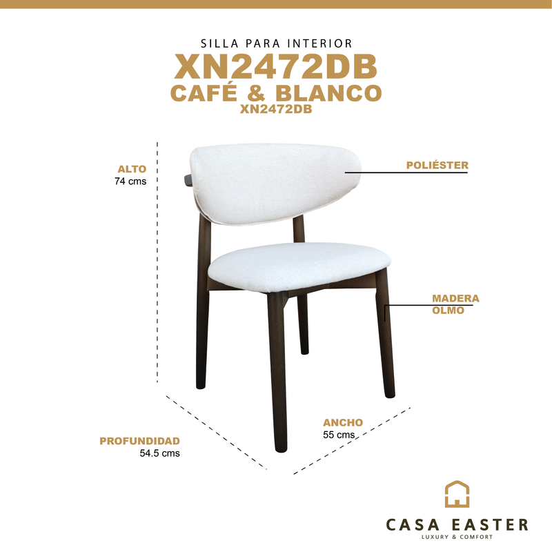 Cargue la imagen en el visor de la galería, silla de madera para interior XN2472DB color blanco &amp; cafe oscuro - XN2472DB
