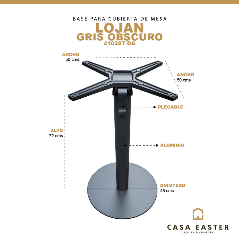 Cargue la imagen en el visor de la galería, Base para Cubierta de Mesa de Aluminio color Gris Obscuro-LOJAN - 41028T- DG
