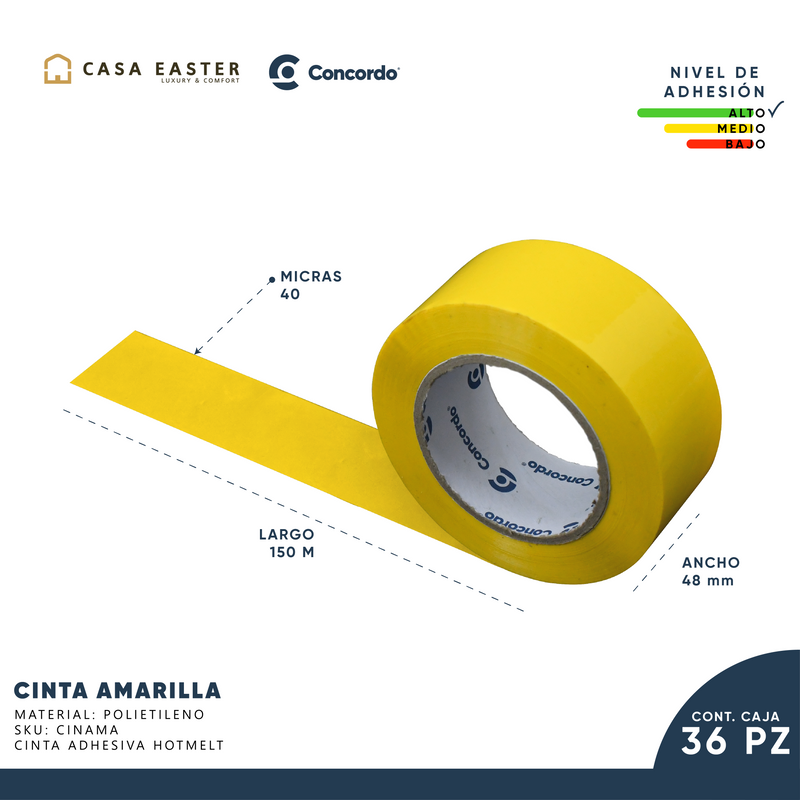 Cargue la imagen en el visor de la galería, Caja De Cinta 150m x 48mm 36pz Color Amarilla-CINAMA
