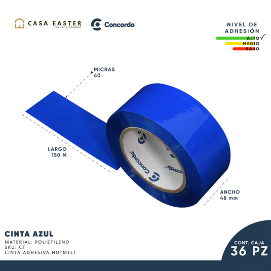 Caja De Cinta 150m x 48mm 36pz Color Azul-CIRD