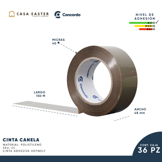 Caja De Cinta 150m x 48mm 36pz Color Canela-CC