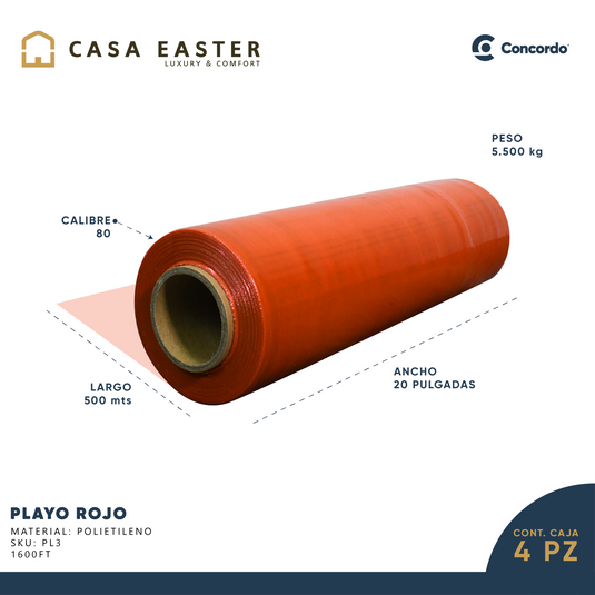 Playo 4 rollos Rojo Calibre 80-PL3
