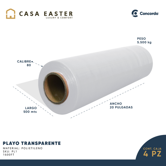 Playo caja con 4 rollos Transparente Calibre 80-PL1