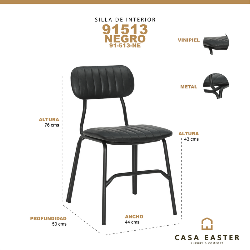 Cargue la imagen en el visor de la galería, Silla de interior 91513 color Negro - 91-513-NE
