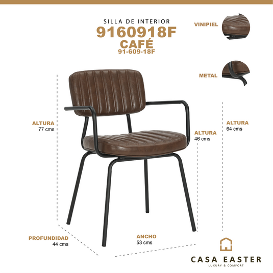 Silla de interior 9160918F color Café- 91-609-18F