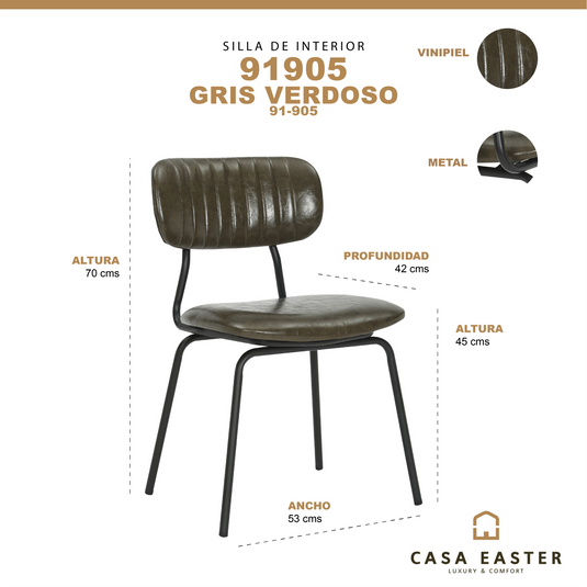 Silla de interior 91905 color Gris Verdoso - 91-905