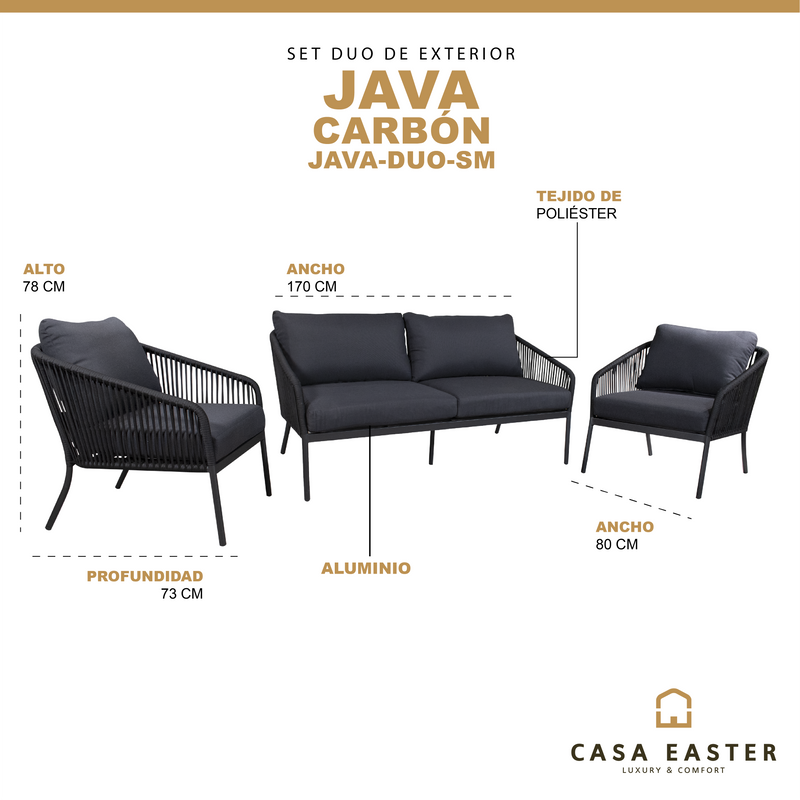 Cargue la imagen en el visor de la galería, Set doble JAVA color carbón - JAVA-DUO-SM
