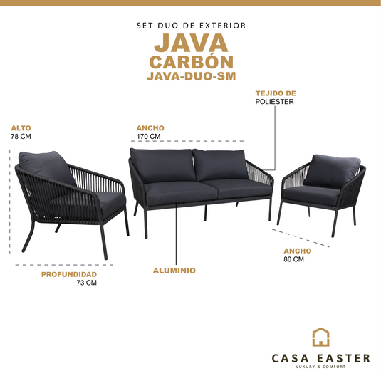 Set doble JAVA color carbón - JAVA-DUO-SM