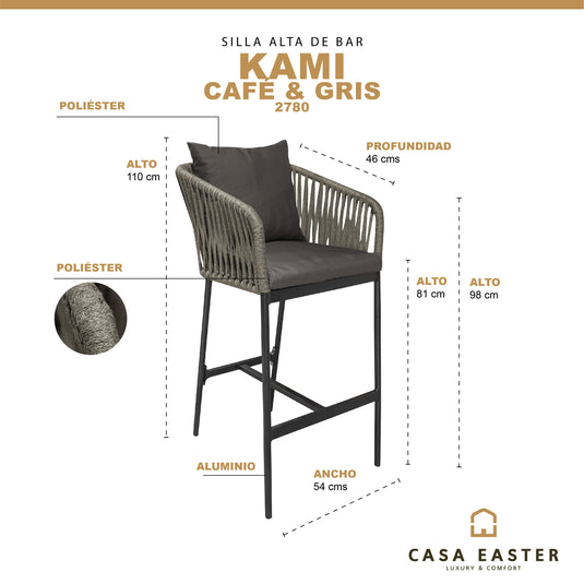 Kami High Bow Chair for Outdoor and Indoor Color-Gray 