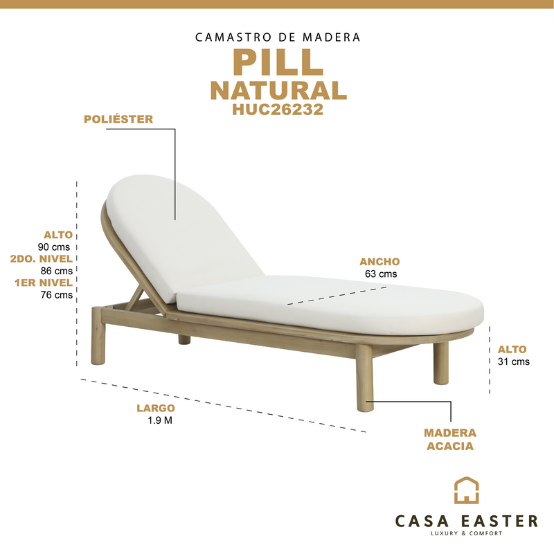 Cargue la imagen en el visor de la galería, Camastro de madera Pill color natural - HUC26232

