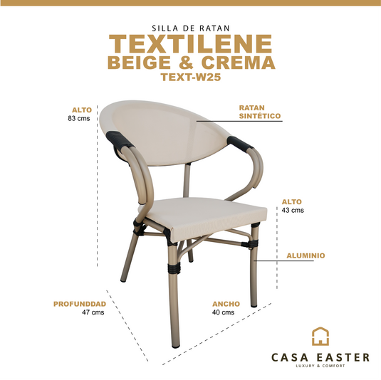 Silla de Textileno para interior y exterior Color crema & beige TEXTILENE - TEXT-W25