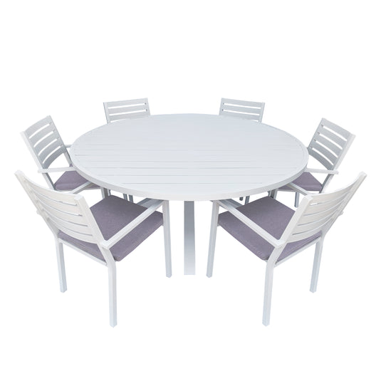 Comedor Redondo Matzo 1.8 M  + 6 sillas Mayfair color Blanco