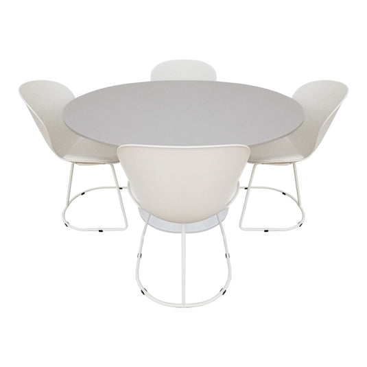 Comedor Xambe blanca 1.3 M + 4 sillas BD56CR crema