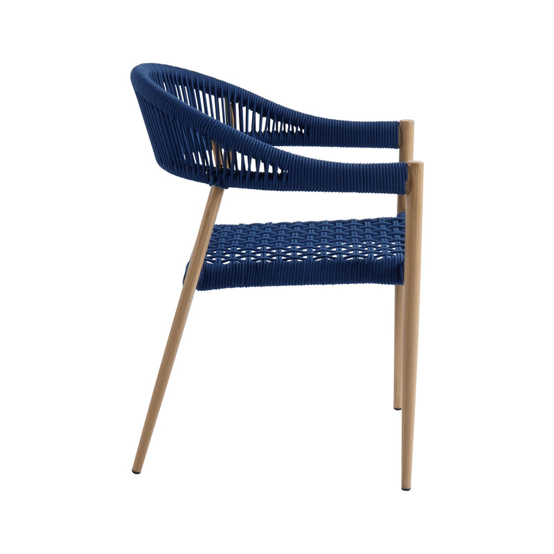 Cargue la imagen en el visor de la galería, Comedor de Aluminio Wood Look + 6 sillas Mona color azul
