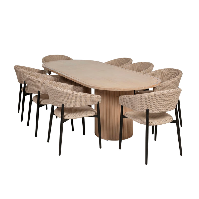Cargue la imagen en el visor de la galería, Comedor Olympe 2.2M + 8 sillas Hilton black - HUC29125 / GLA-6313410KD-BLK

