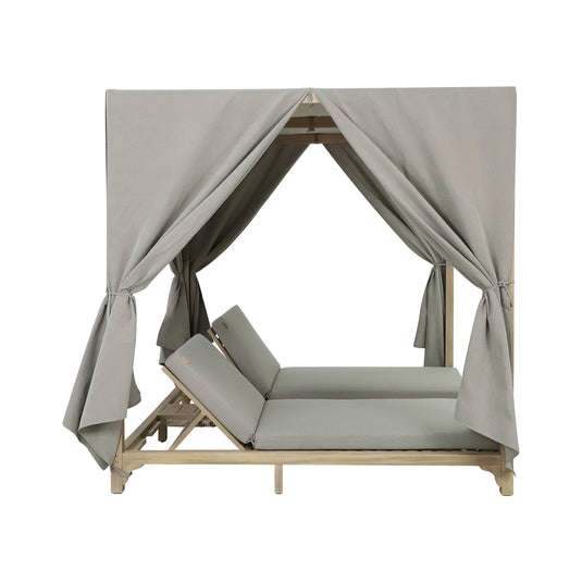 Camastro Doble Pro Barcares con cortina color beige - HUC26265