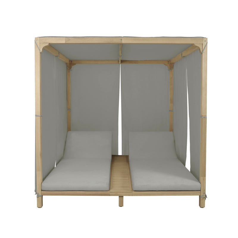 Cargue la imagen en el visor de la galería, Camastro Doble Pro Barcares con cortina color beige - HUC26265
