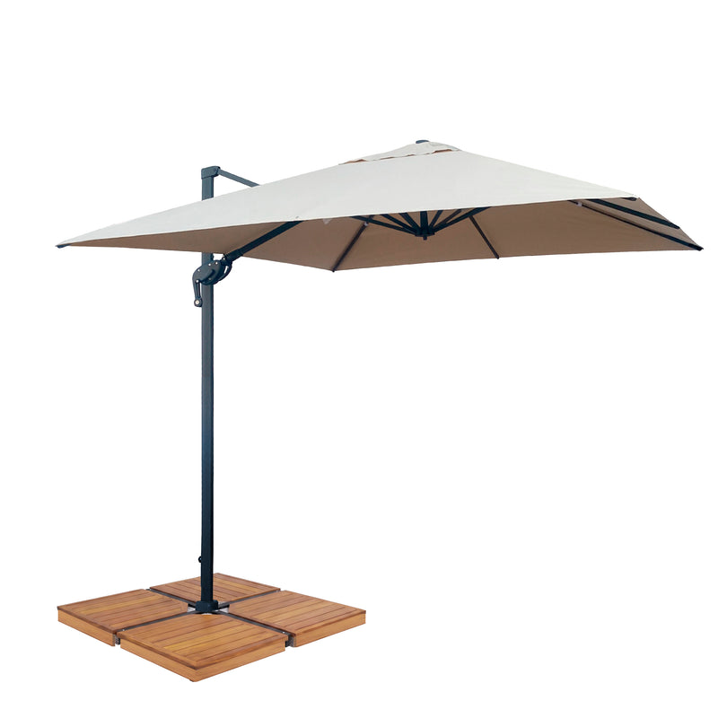 Cargue la imagen en el visor de la galería, Sombrilla ROMA Brazo Lateral Para Jardin Color Beige + base LIOUX - 60412FN-23886CW22
