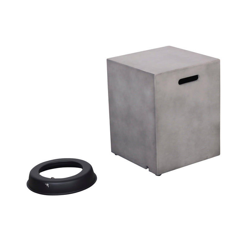 Cargue la imagen en el visor de la galería, Set Fogata rectangular de exterior de gas LP color Gris Claro con tapa de gas LP y parabrisas - PDF200152A-360-109A
