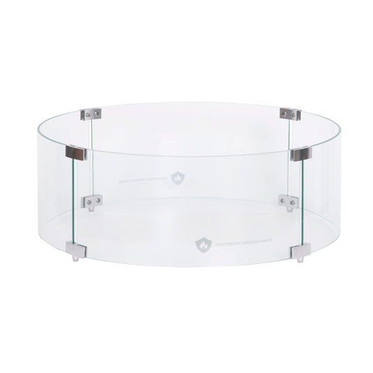 Set Fogata redonda de exterior de gas LP color gris claro con tapa de gas LP y parabrisas - PDF095A-045-17A