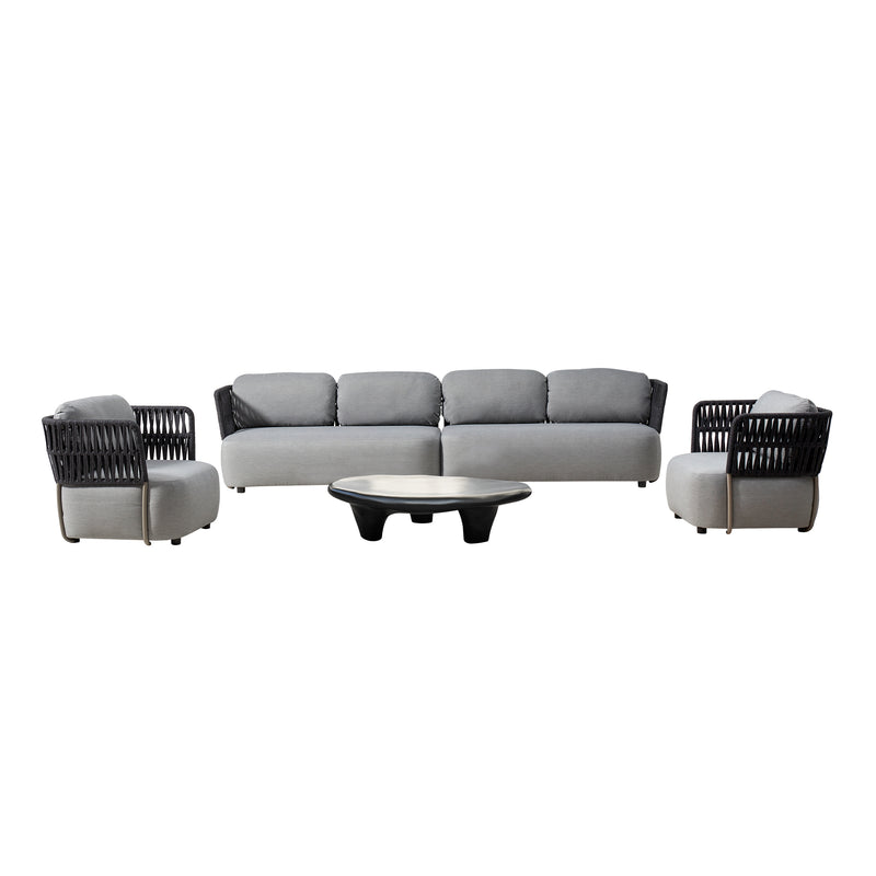 Cargue la imagen en el visor de la galería, Set modular de 4 plazas SOFT gris + mesa centro Drimer carbón - SOFT4-DRIM
