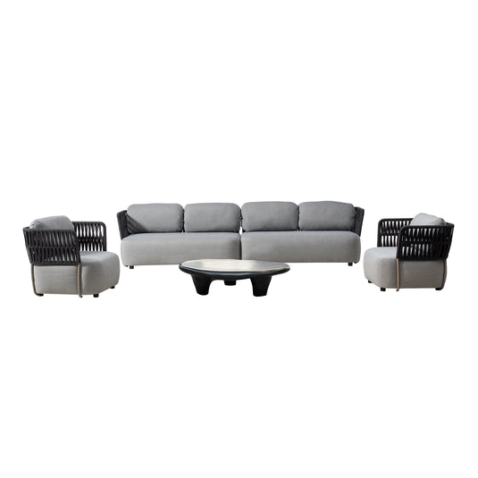 Set modular de 4 plazas SOFT gris + mesa centro Drimer carbón - SOFT4-DRIM