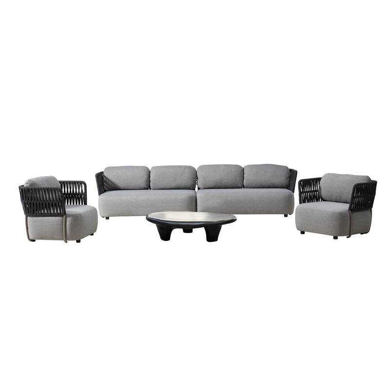 Cargue la imagen en el visor de la galería, Set modular de 4 plazas SOFT gris + mesa centro Drimer carbón - SOFT4-DRIM
